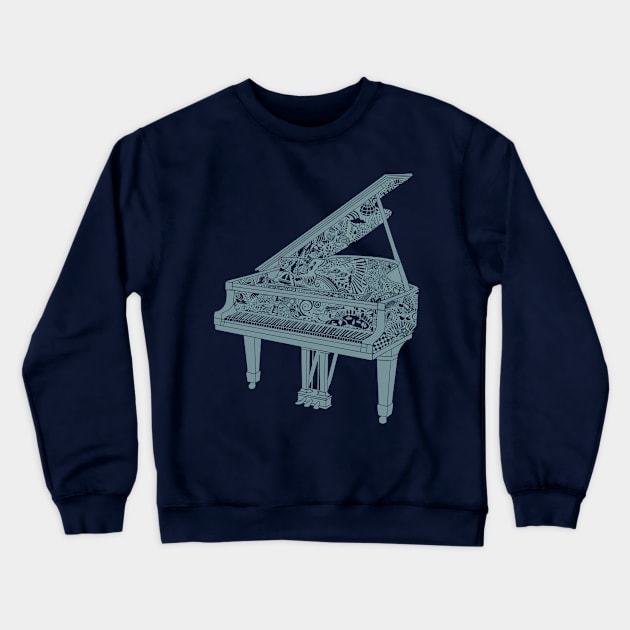 Piano Playing - Grey Ink Crewneck Sweatshirt by BullShirtCo